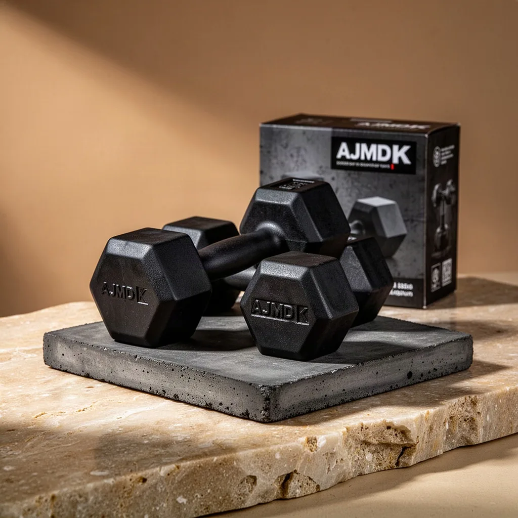 AJMD K Solid Cast Iron Hex Dumbbell Pair