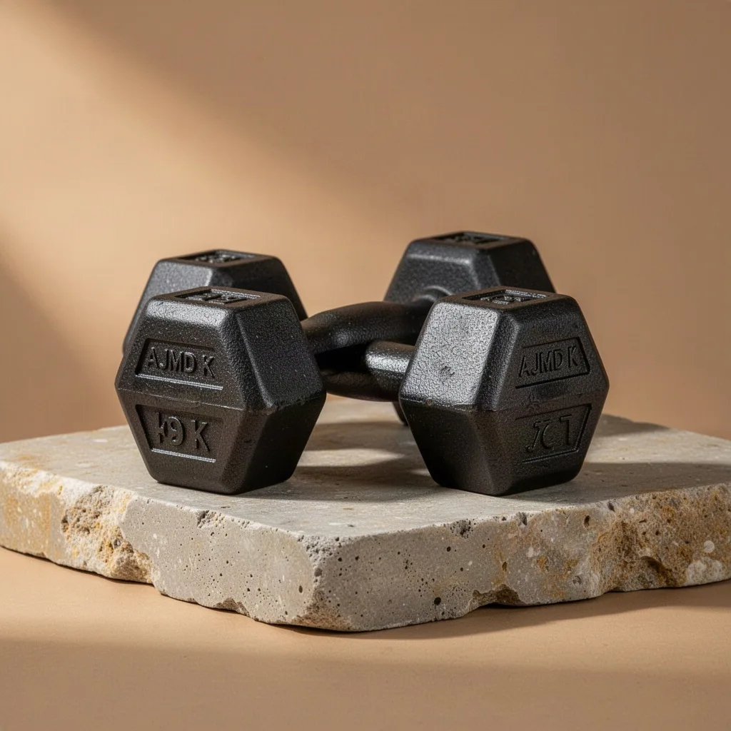 AJMD K Solid Cast Iron Hex Dumbbell Pair II